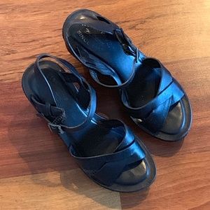 KorkEase Bette Buff Black Platform Sandal - 7 / 38